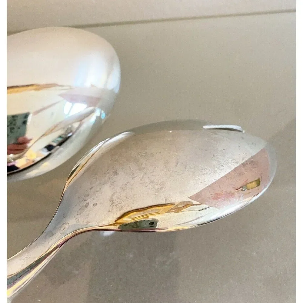 Vintage Silver Plate with Crystal Handles Serving Set Salad Servers